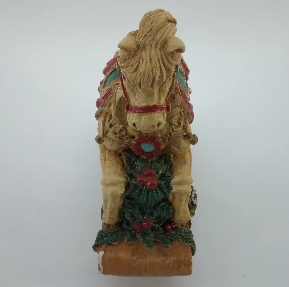 Russ Berries Christmas Rocking Horse w Bear Gifts Table Top Decor Resin